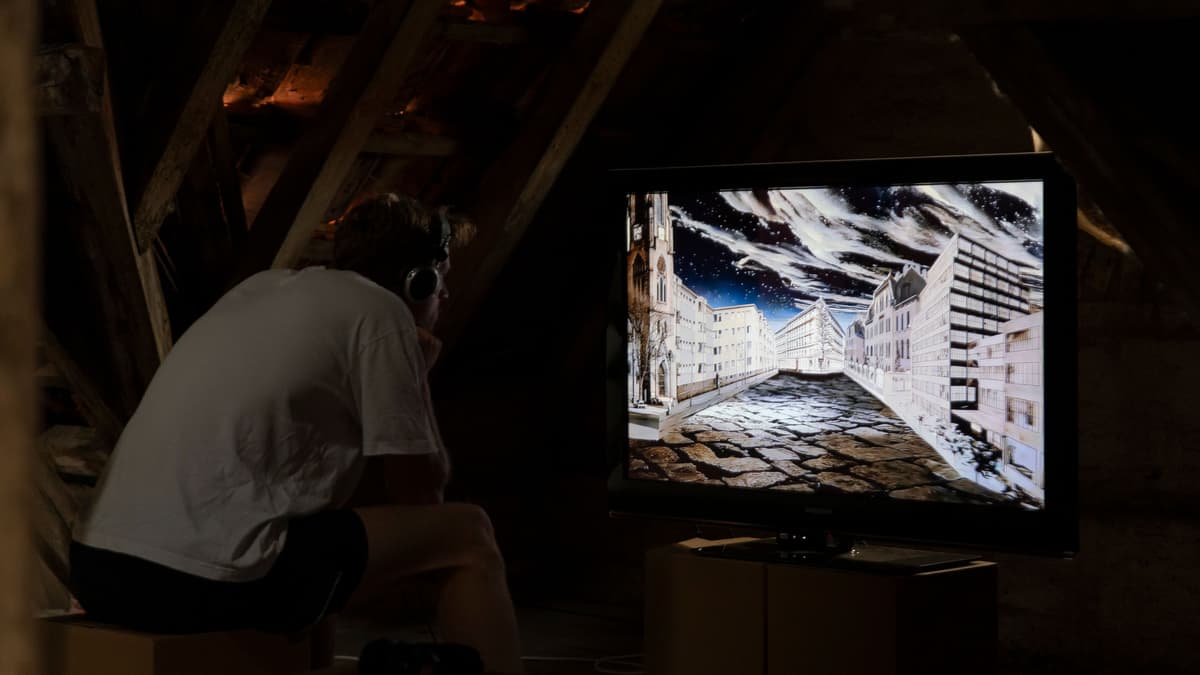 Videoinstallation "Zeitschaften" über eine imaginierte Vergangenheit