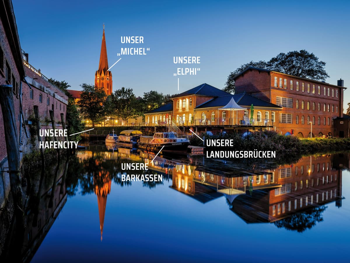 Kulturforum am Hafen Buxtehude bei Nacht