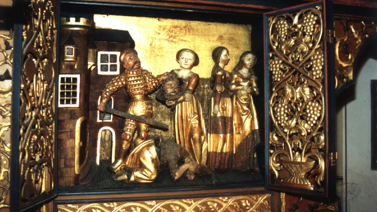 Predella des Altars mit Enthauptung Johannes des Täufers