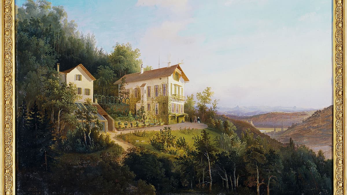 Schlösschen Serach vom Kirschenbuckel aus, Pieter Francis Peters 1845