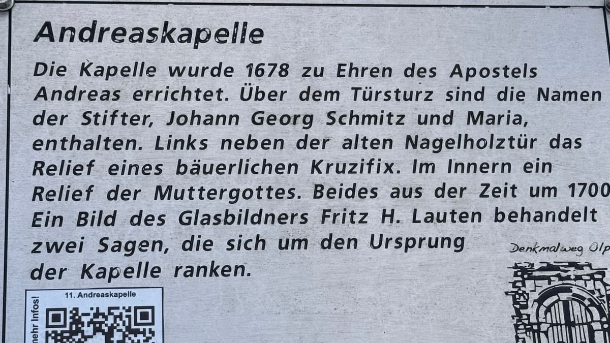 Andreaskapelle Infotafel des Geschichtsvereins