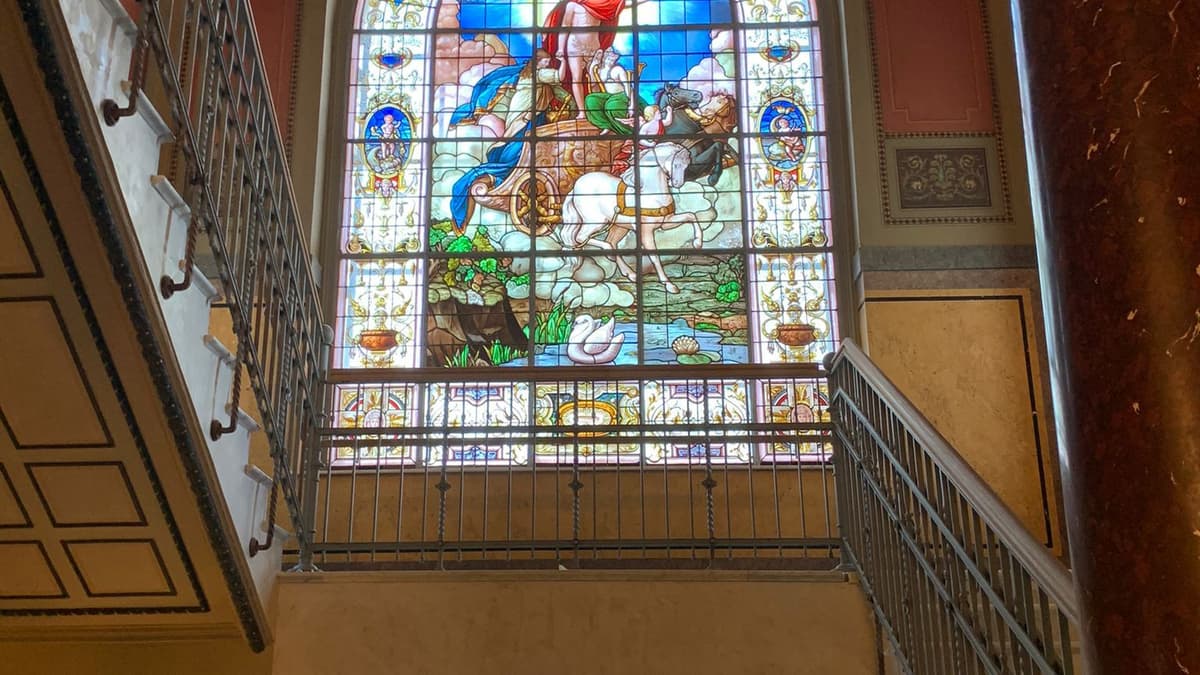Bemaltes Fenster in der Villa Nordstern