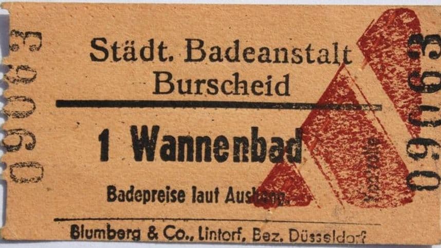 Original Eintrittskarte für 1 Wannenbad