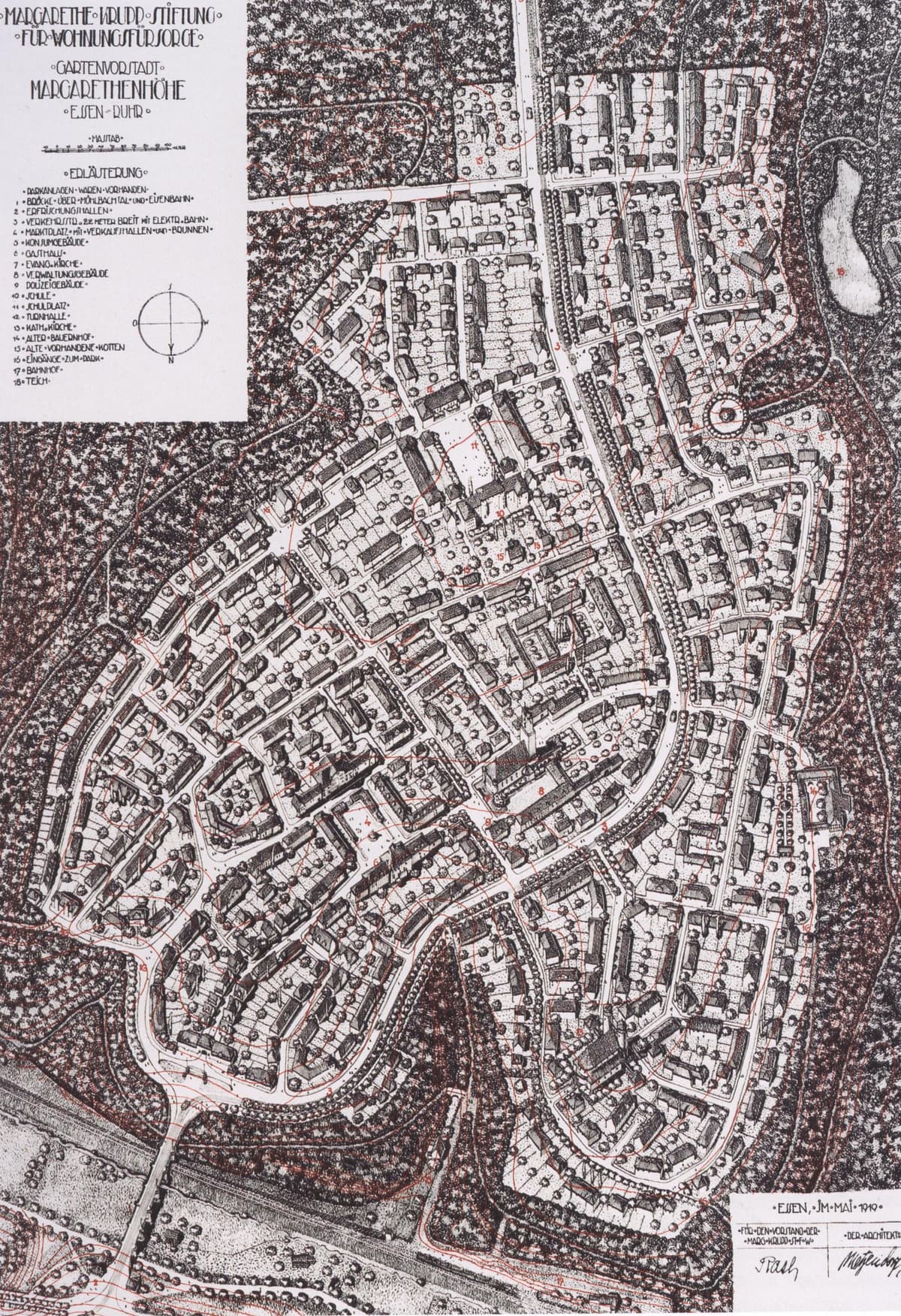 Margarethenhöhe, Bebauungsplan mit integrierter Grünplanung, 1919