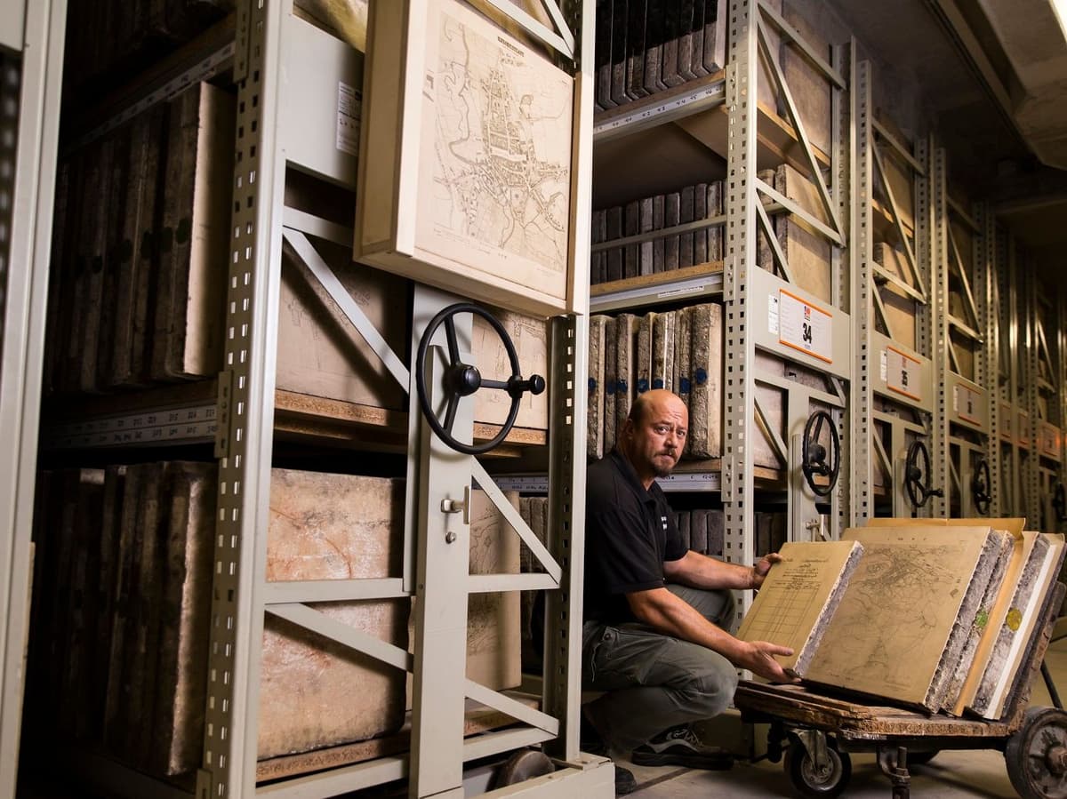 Im Steinkeller der Bayerischen Vermessungsverwaltung im Münchner Lehel.