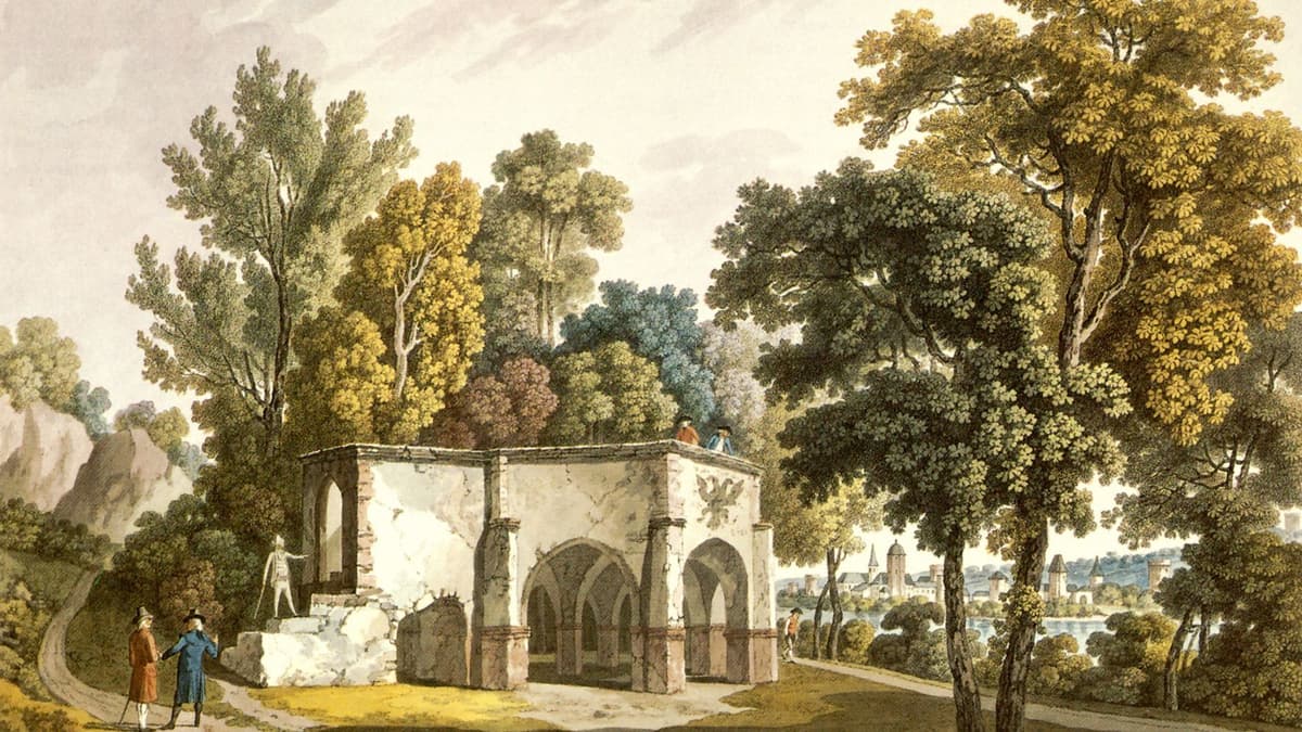 Der originale Königsstuhl am Rheinufer - Radierung, vor 1794