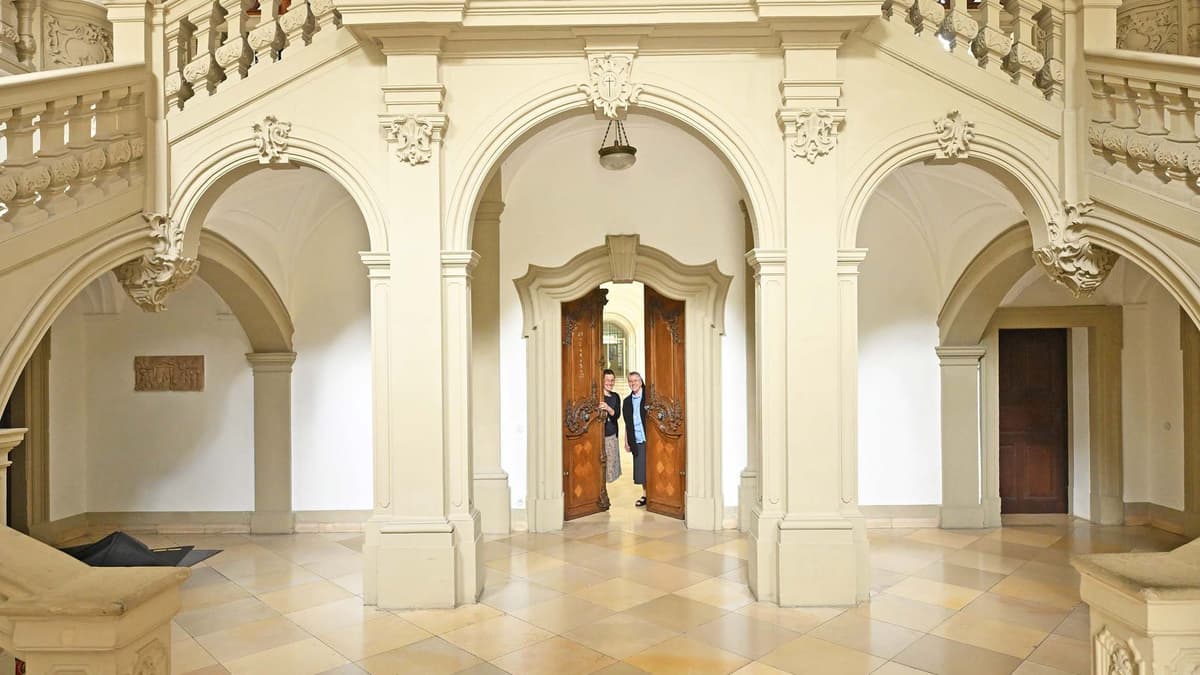 Treppenhaus nach Plänen von Balthasar Neumann im Kloster Oberzell