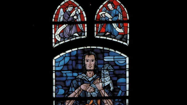 Bildausschnitt des Kirchenfensters in der Kirche Witten Heven