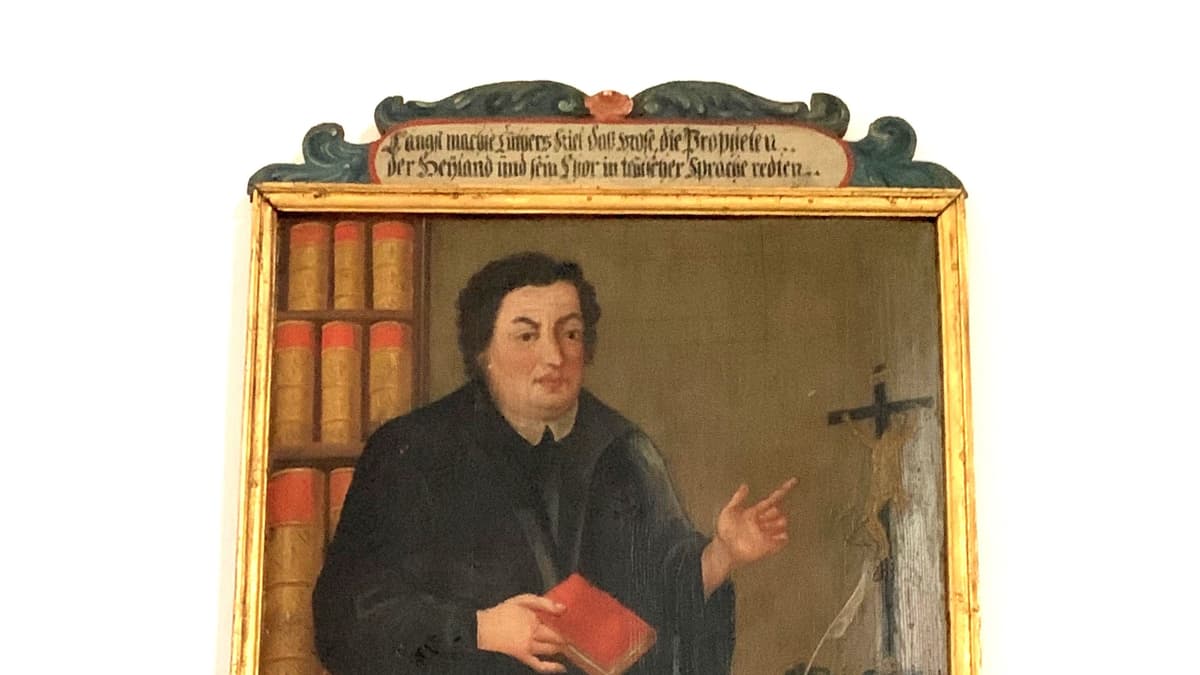Lutherbild mit Schwan, 18. Jh.