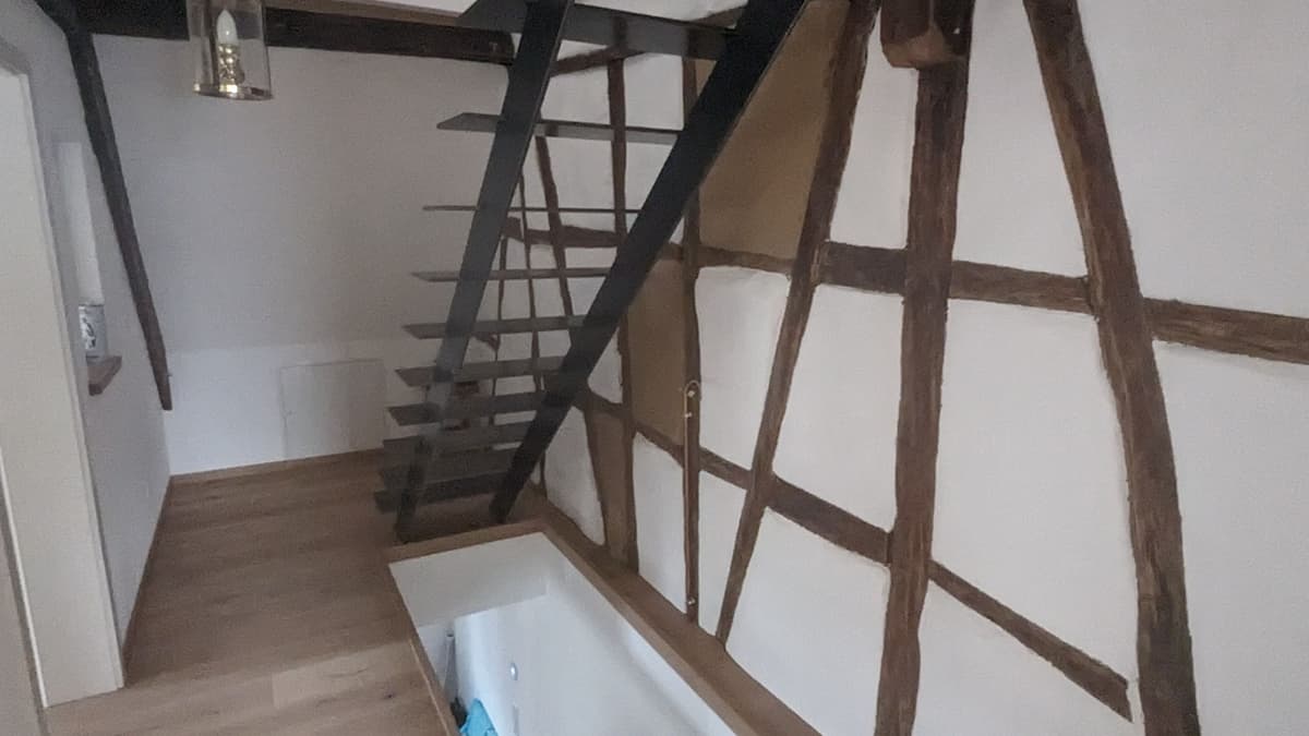 Innentreppe mit Fachwerk