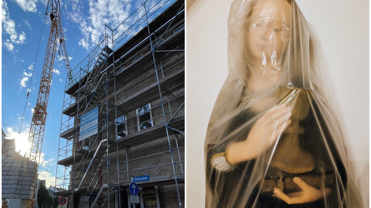 Baustelle Schweizergarten_Heilige Barbara verhüllt