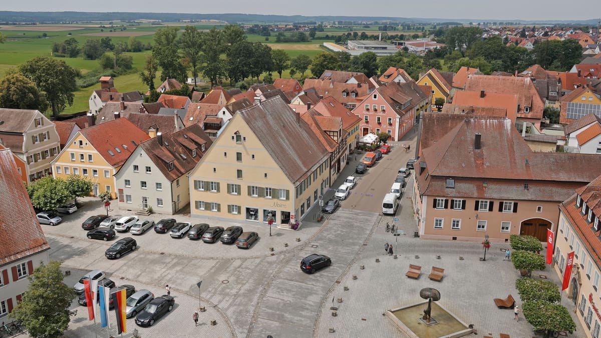 Luftaufnahme der Herrieder Innenstadt