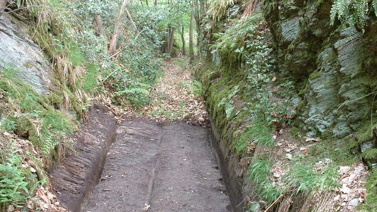 Hohlweg mit Karrenspuren