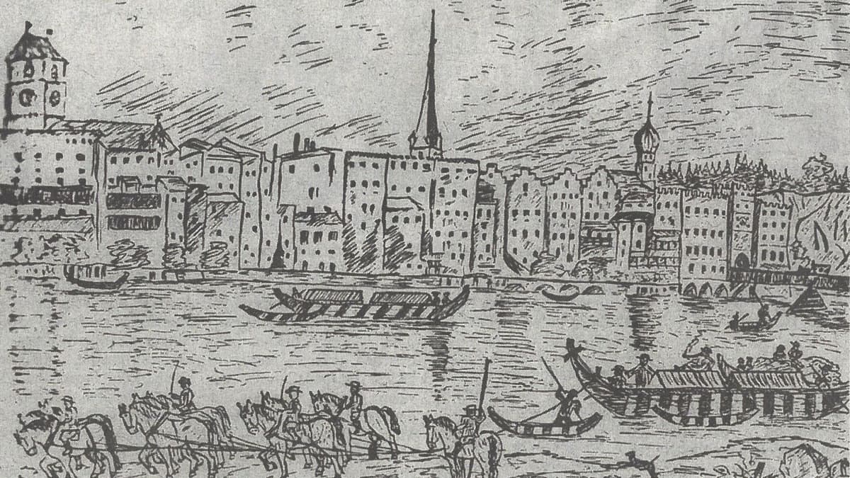 Treidelzug entlang der Wasserburger Altstadt