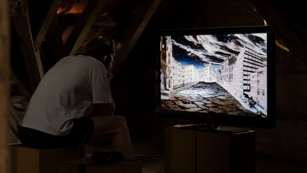 Videoinstallation "Zeitschaften" über eine imaginierte Vergangenheit