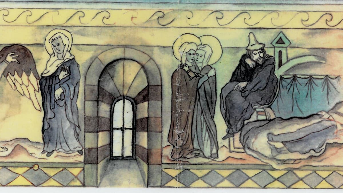 Reste romanischer Wandmalerei im Chor d. Nikolaikirche