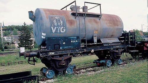 Kesselwagen auf Rollböcken