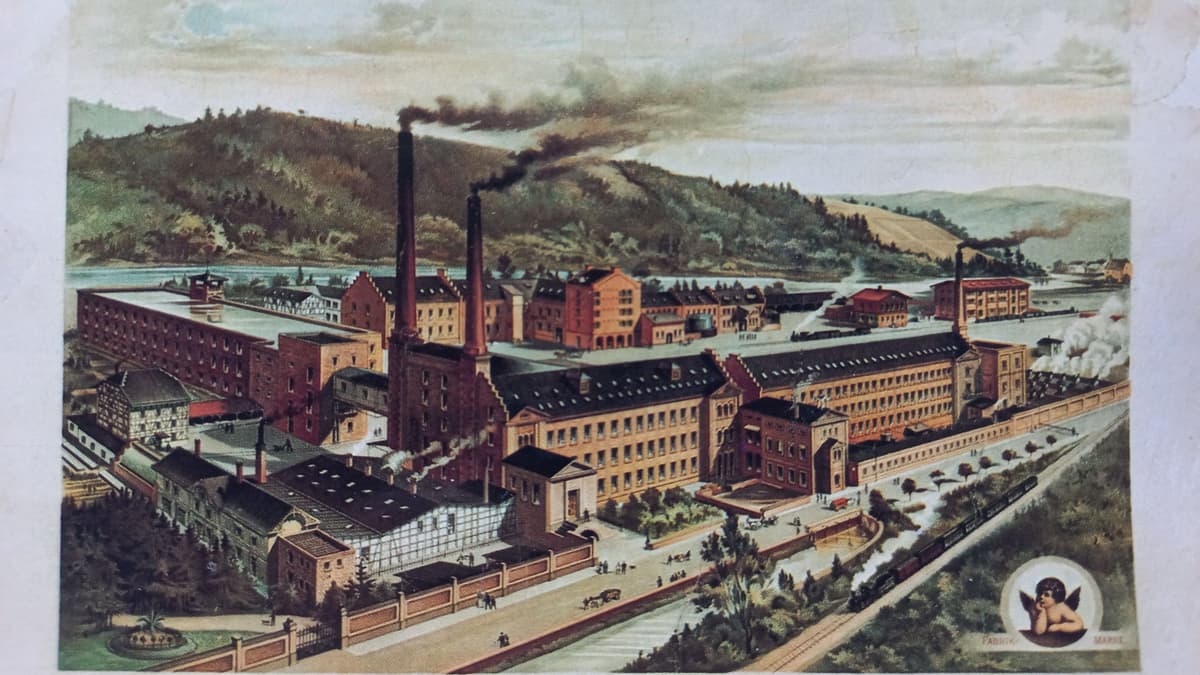 Lithografie, Fabrikansicht von der Ostseite, vermutl. 1887