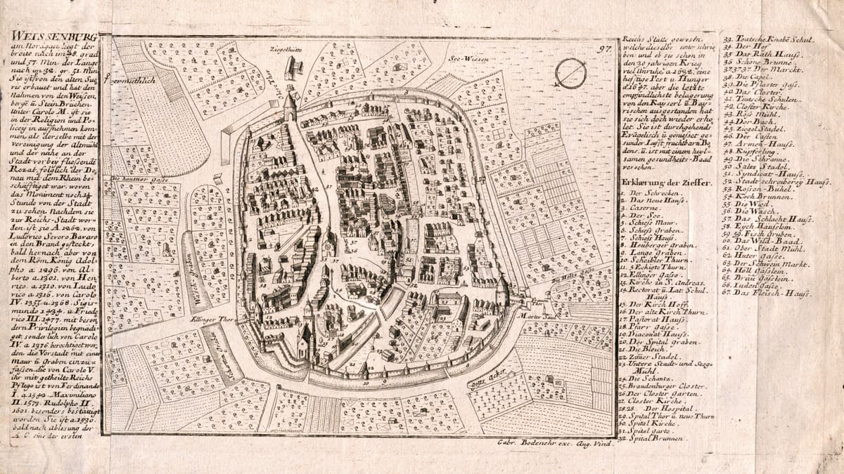 Kupferstich Weißenburg 1727 Bodenehr