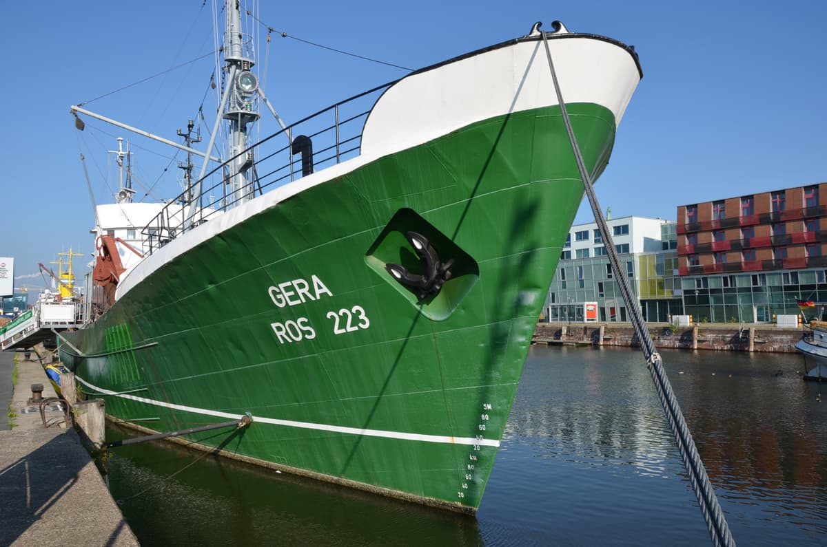 Der letzte deutsche Seitentrawler liegt im Schaufenster Fischereihafen, Bremerhaven.