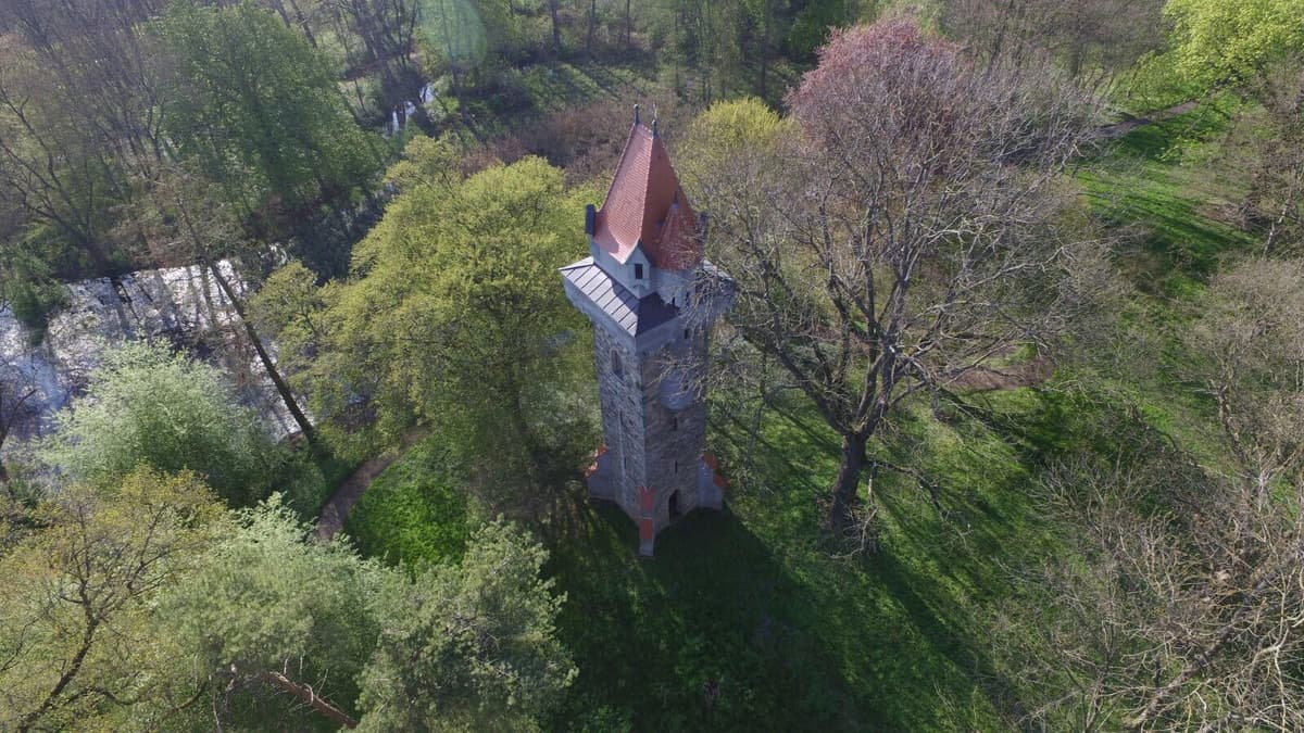 Gutspark Peseckendorf: Der Wasserturm aus der Luft