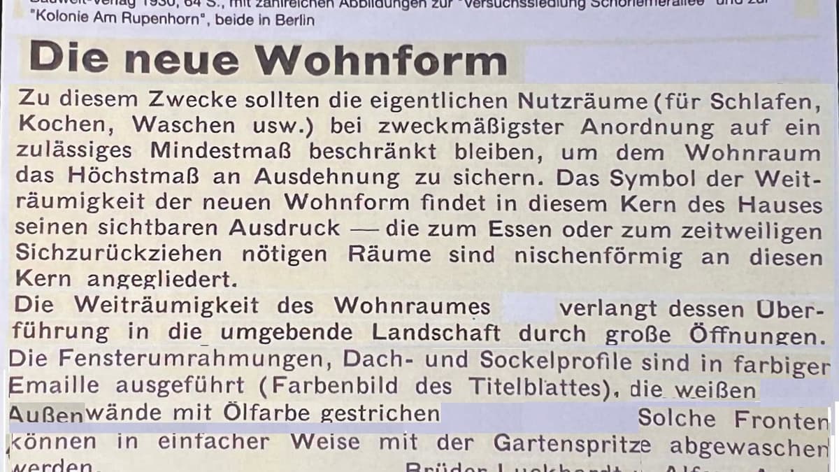 Auszug "Zur Neuen Wohnform", 1929, Luckhardt+Anker
