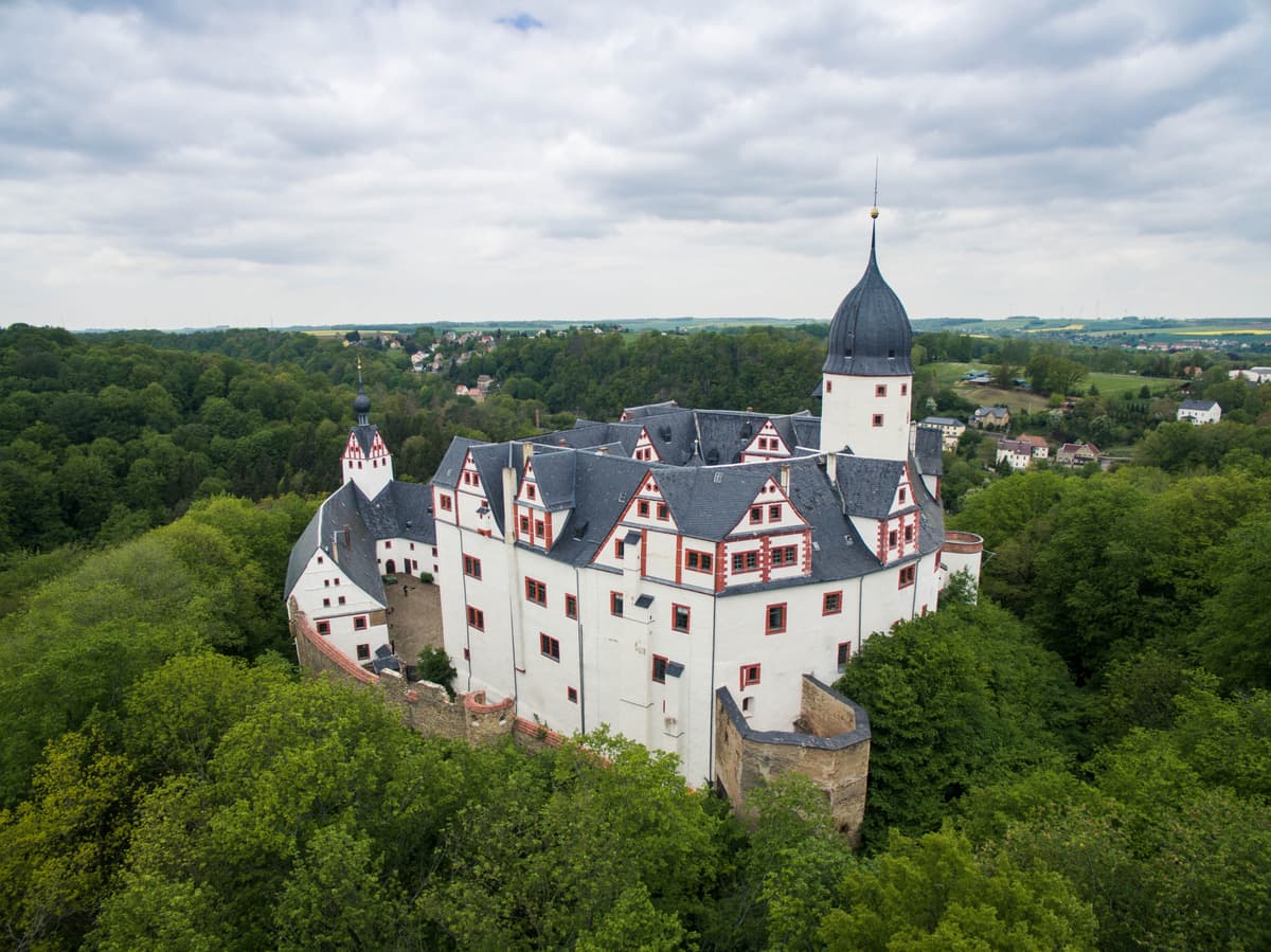 Schloss Rochsburg aus der Vogelperspektive