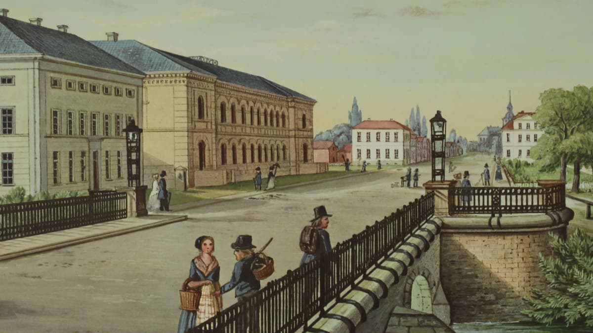 Presuhn-Ansicht: Der äußere Damm in Oldenburg um 1845 mit Naturkundemuseum und Staatsarchiv (NLA OL Slg 400 Nr. 113 b)