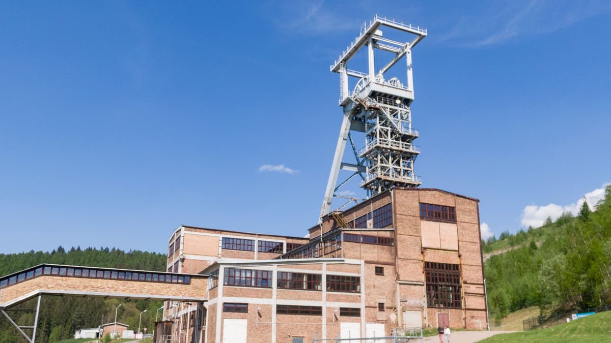 Gebäudekomplex Schacht 371 der Wismut GmbH in Hartenstein, Sachsen