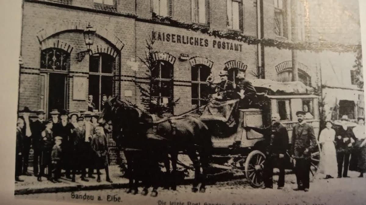 Historische Postkarte vom Kaiserlichen Postamt Sandau (Elbe)