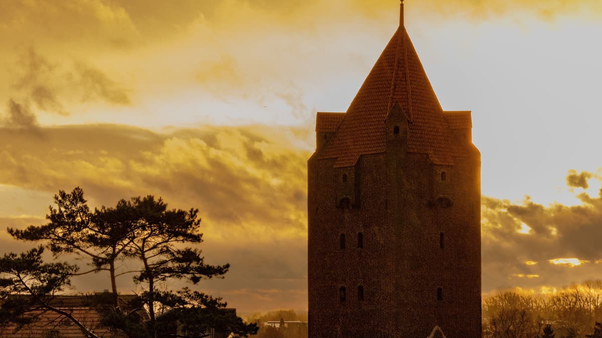 Dammtor Barth im Sonnenuntergang