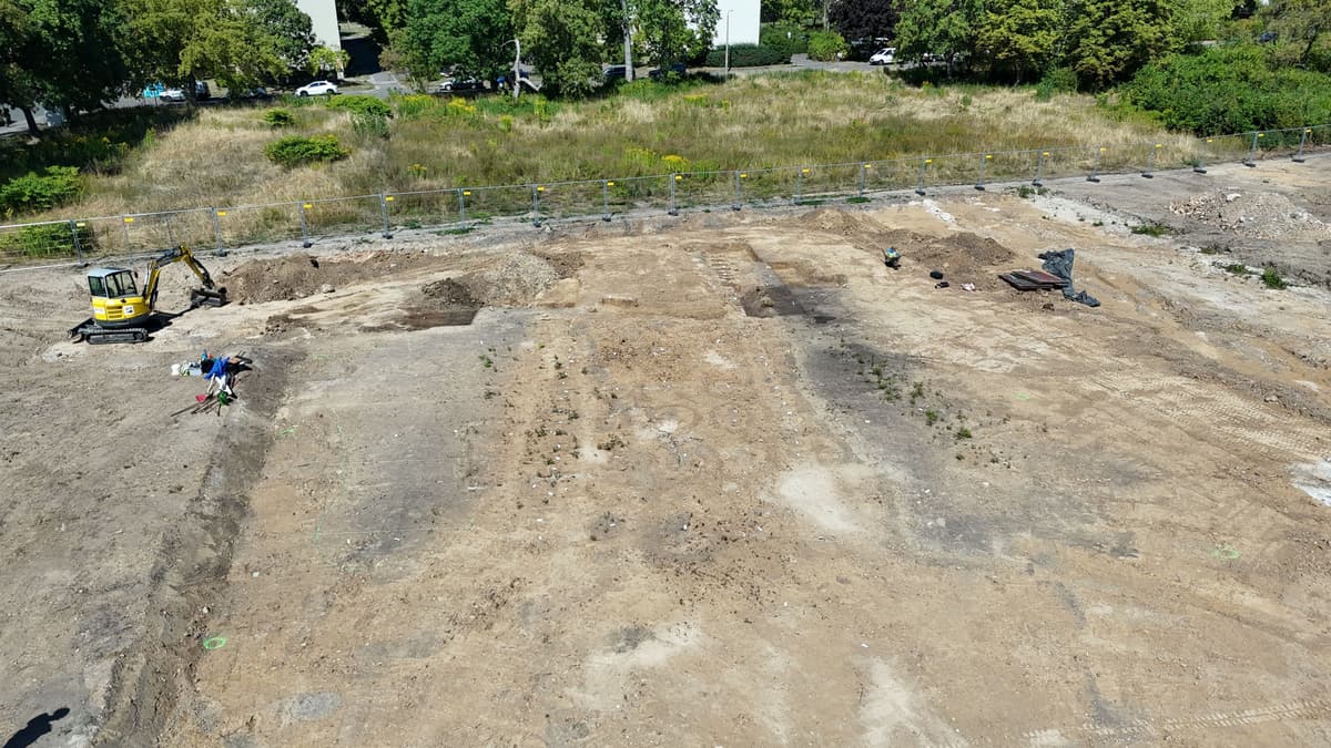 Drohnenaufnahme der Grabungsfläche