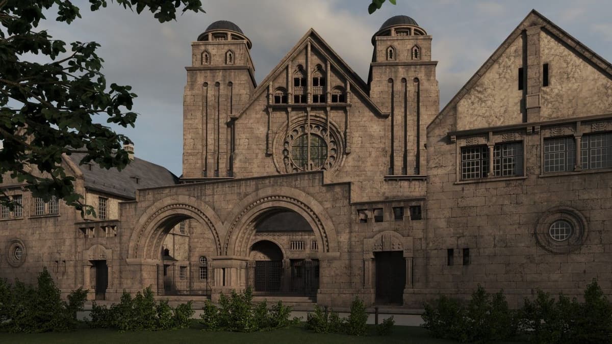 3D Rekonstruktion der zerstörten Synagoge an der Friedberger Anlage