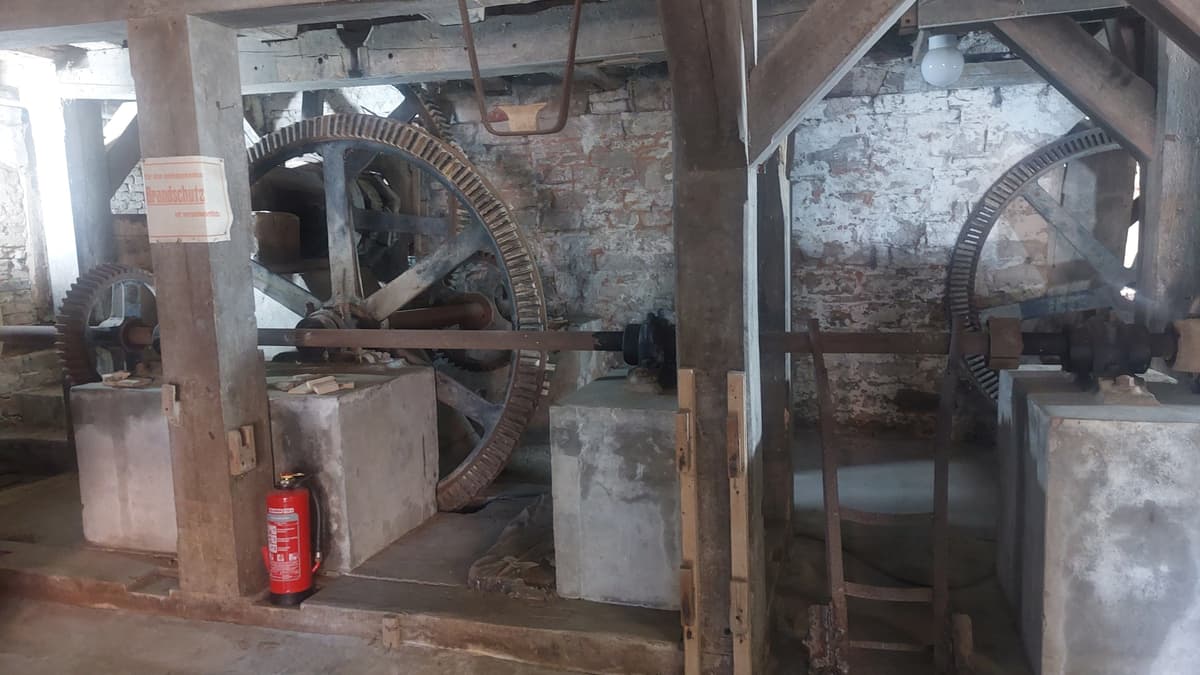 Antrieb im Erdgeschoss der Mühle Zimmermann